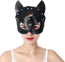 Sexy Katzenmaske PU Leder BDSM Fuchs Damen Maske Schwarz