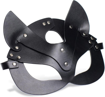 Katzenmaske PU Leder BDSM Fuchs Catwoman Halbgesichtsmaske Schwarz