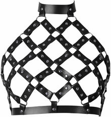 Damen Leder Body Harness BH Punk Gothic Tops Cage Strap Armelloser