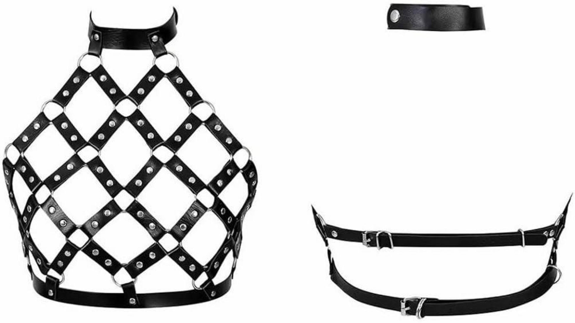 Damen Leder Body Harness BH Gothic Cage Strap Karneval