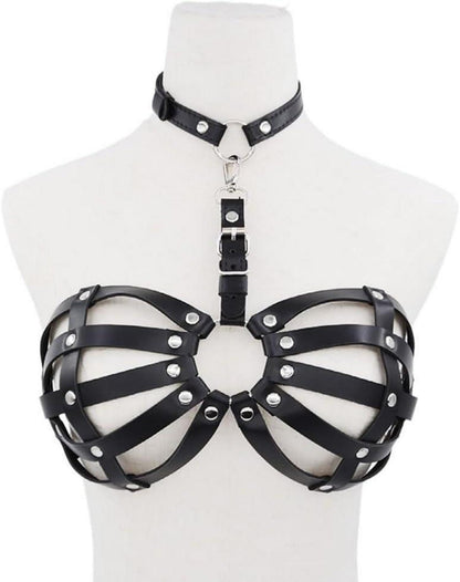 Leder Body Harness Punk Brust Harness Erotische BH Cupless lingerie SM