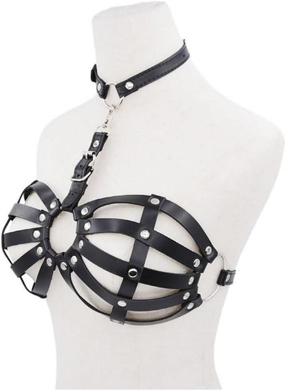 Damen Leder Body Harness Punk Brust SM Dessous Bondage Outfit