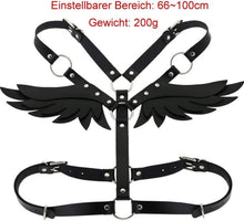 Schwarzes Leder Harness Damen SM Engelsflügel BH Gothic BDSM