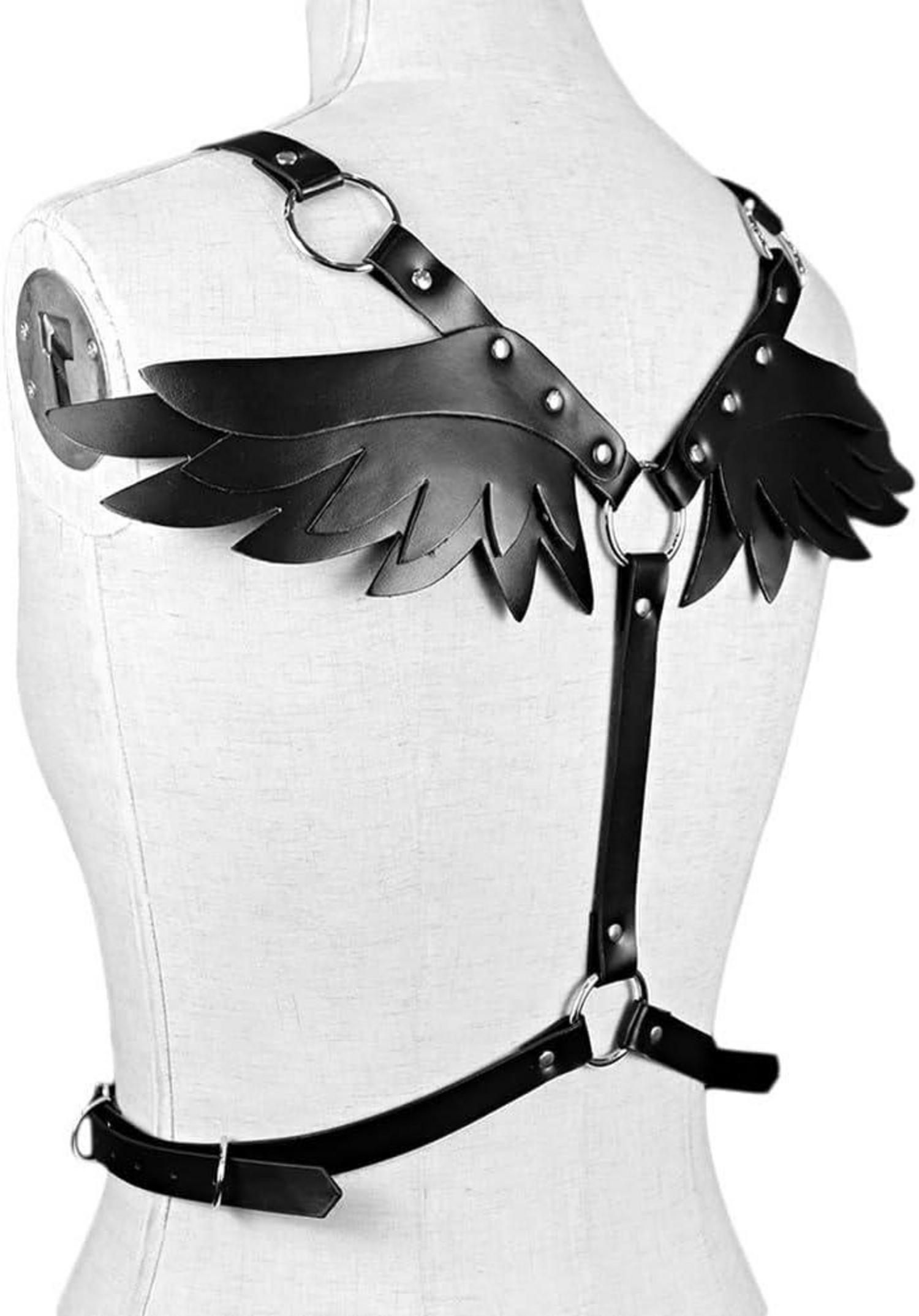 Moinha Leder Harness Damen SM Gothic Clubwear Schwarz