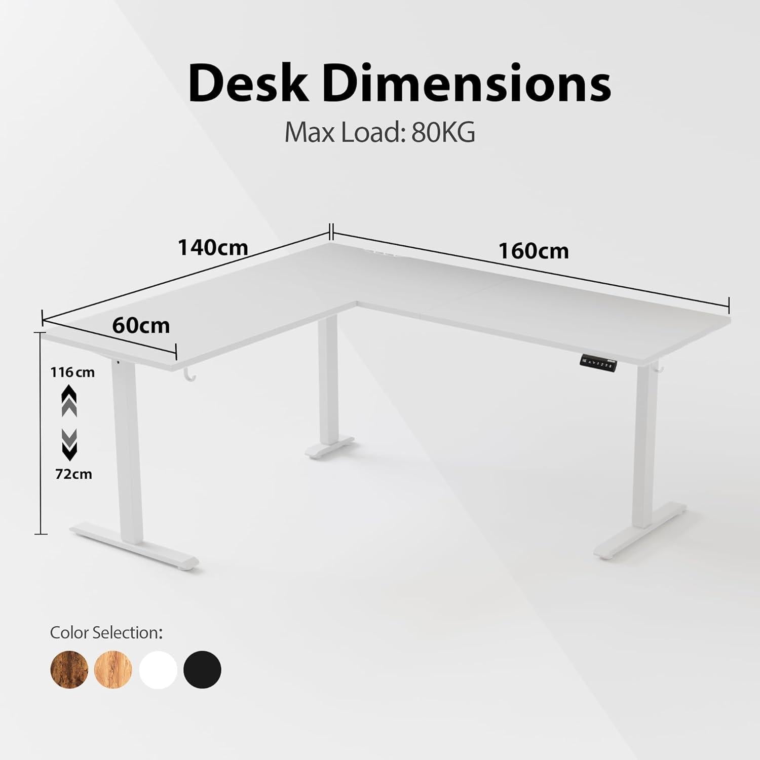 Ergonomischer L-förmiger Elektrischer Schreibtisch, 160 x 140