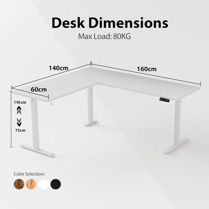 Ergonomischer L-förmiger Elektrischer Schreibtisch, 160 x 140