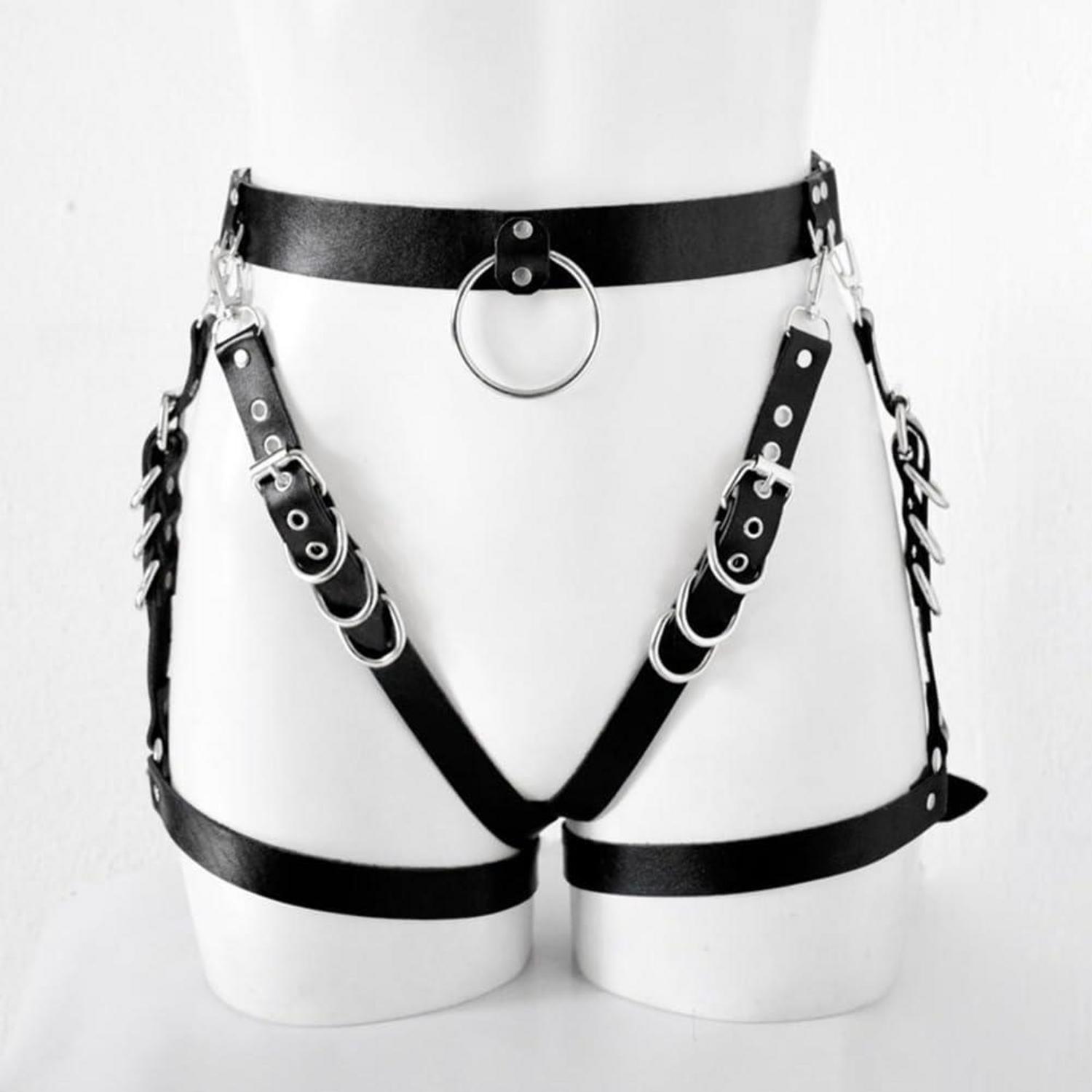 Damen Punk Leder Bein Harness Caged Oberschenkel Holster