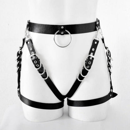Damen Punk Leder Bein Harness Caged Oberschenkel Holster