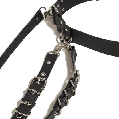 Moinha Damen Sexy Punk Leder Bein Harness Oberschenkel Strumpfband Harajuku Taille Käfigbett