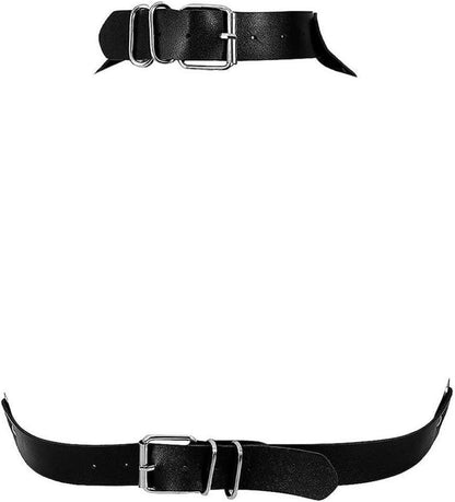 Damen Punk Gothic Leder Harness Brustketten BH Metall Halsband