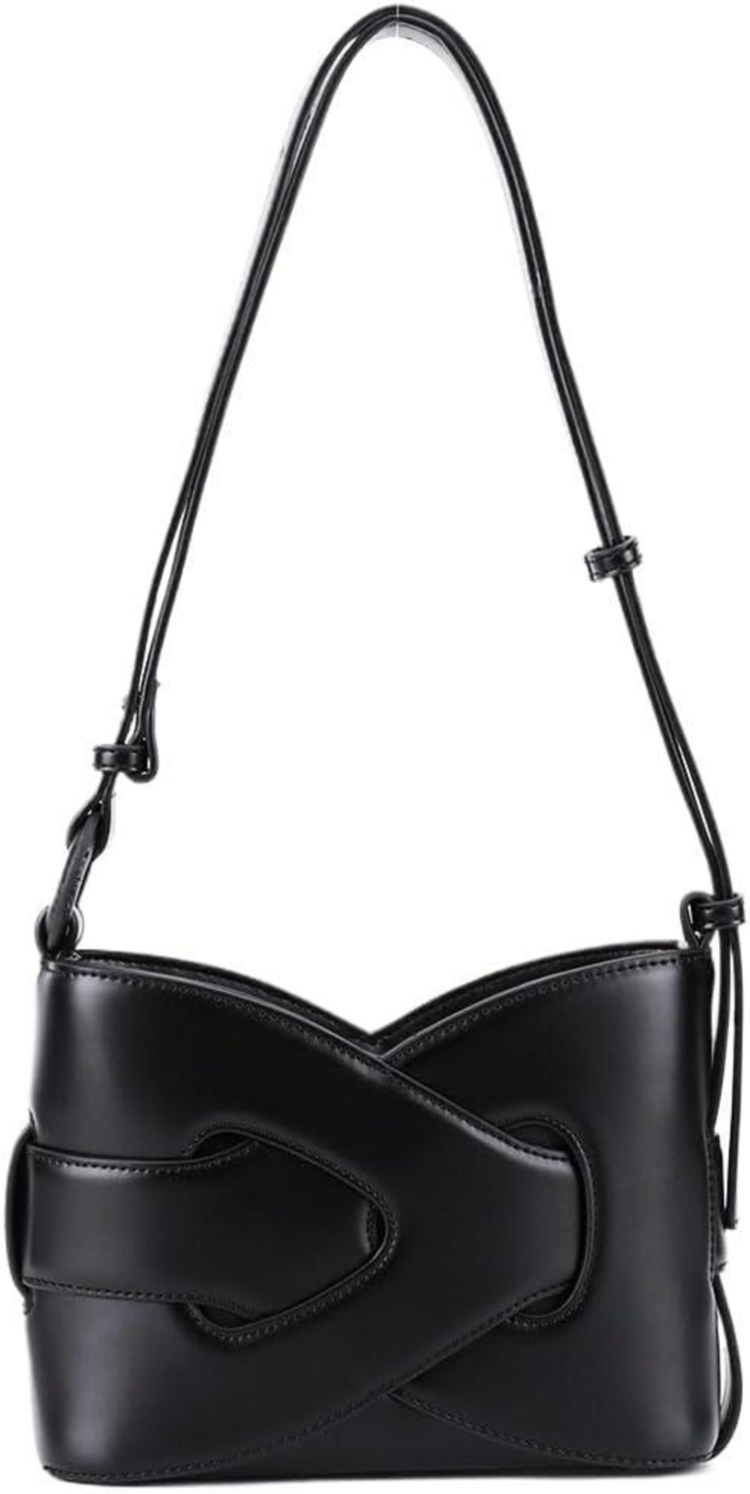 Kleine Vintage Handtasche Damen Schultertasche Schwarz Leder