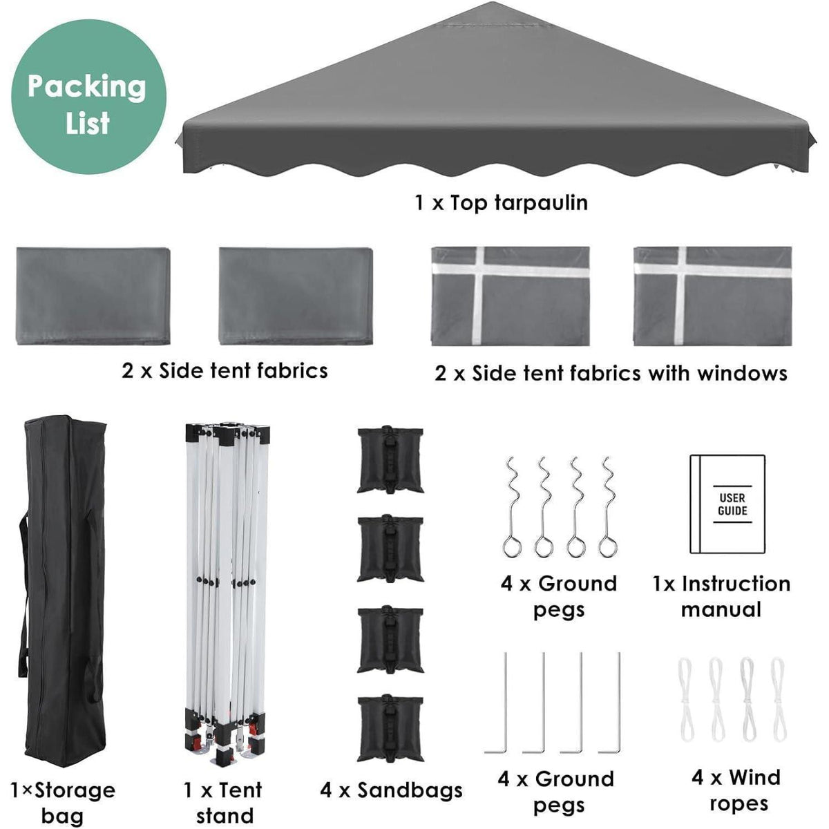 3x3 Pavillon Wasserdicht – Partyzelt mit Seitenwänden & UV-Schutz