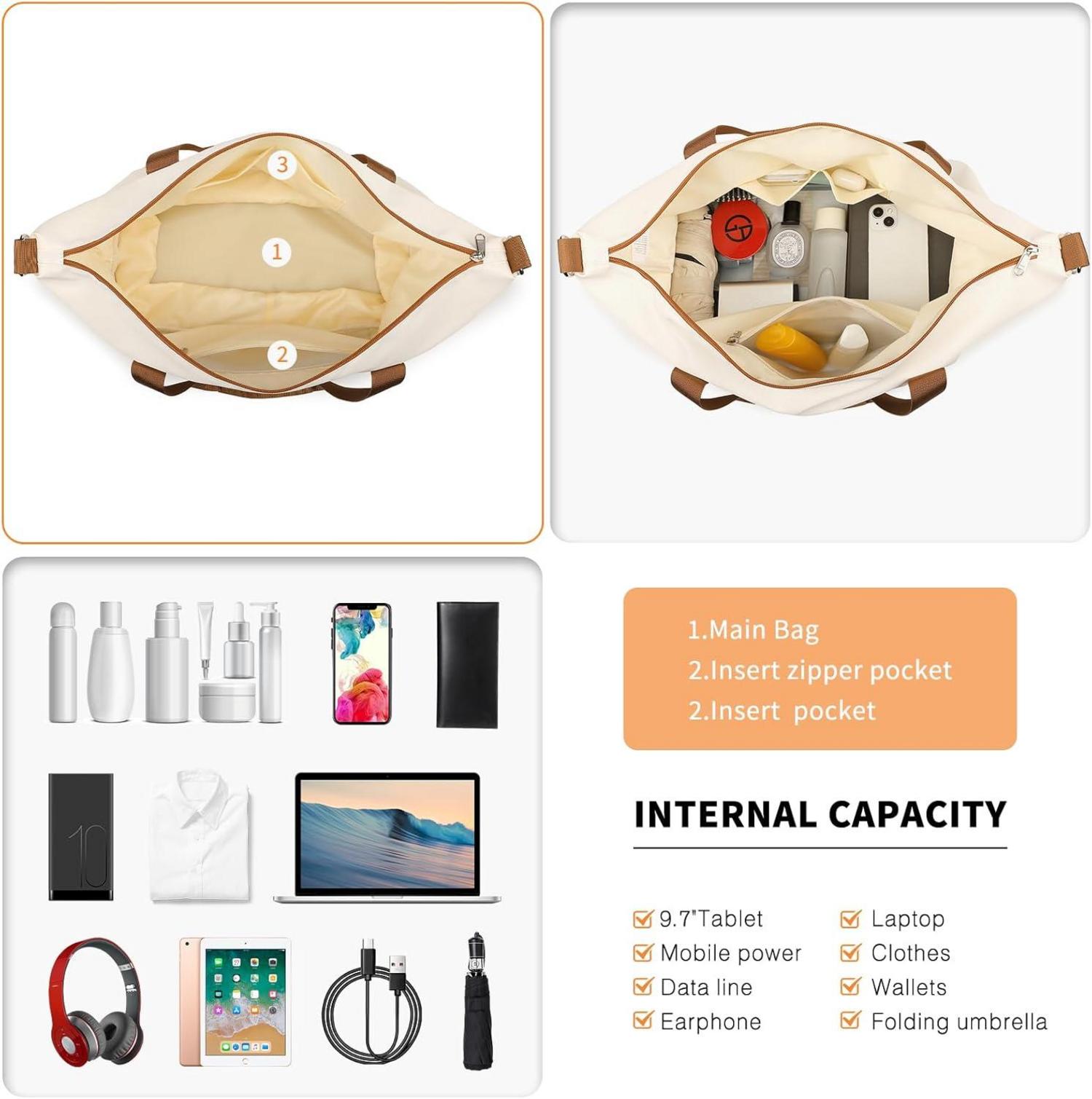 British Traveller Reisetasche Damen Sporttasche Wasserdicht Beige
