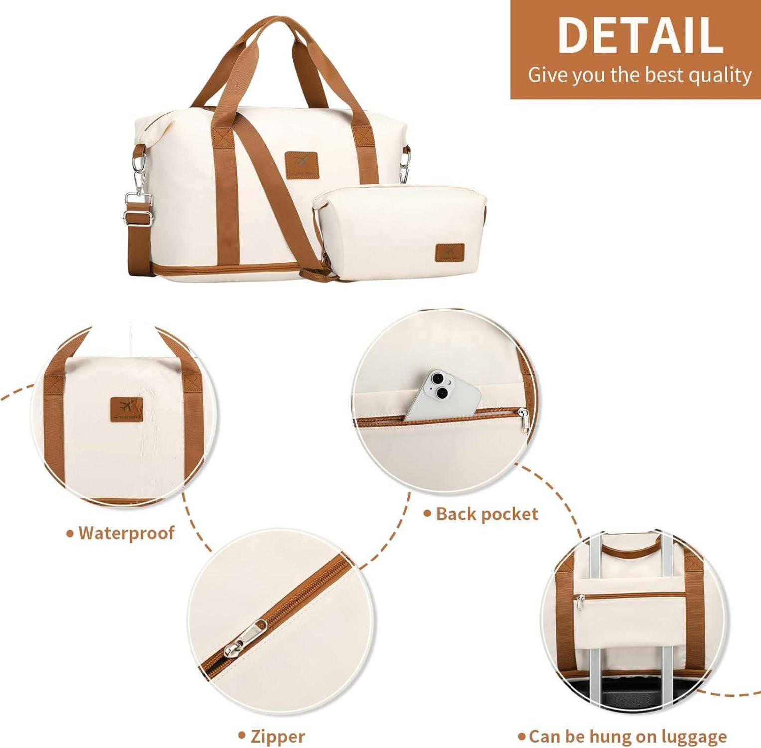 British Traveller Reisetasche Damen 40x30x22CM Wasserdicht Beige