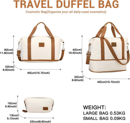 Reisetasche Damen 40x30x22CM Wasserdicht Sporttasche Beige565646