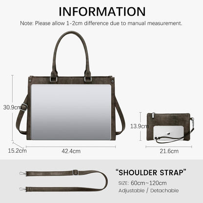 15,6 Zoll Laptoptasche PU Leder Damen Handtasche Umhängetasche Schwarz