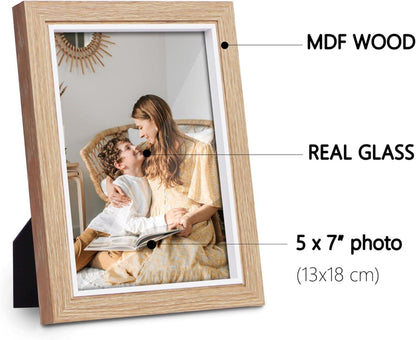 Shampsen 13x18 Bilderrahmen Natur 5x7 Glas Wandmontage Tischdisplay