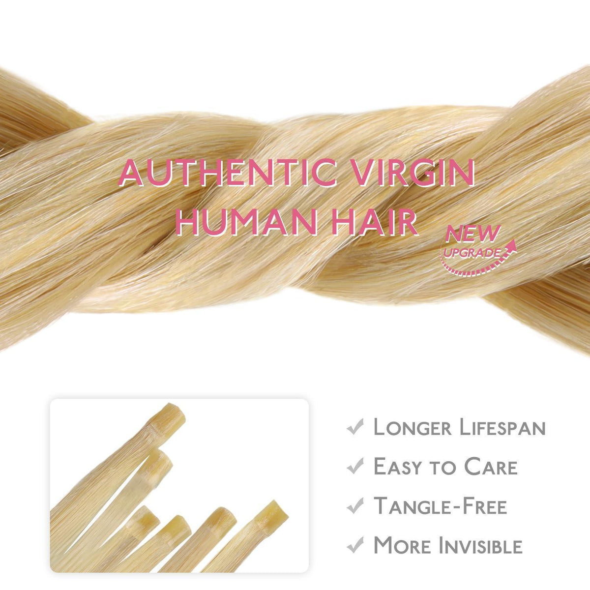 Echthaar Extensions Bonding Hellblond Highlights 55cm