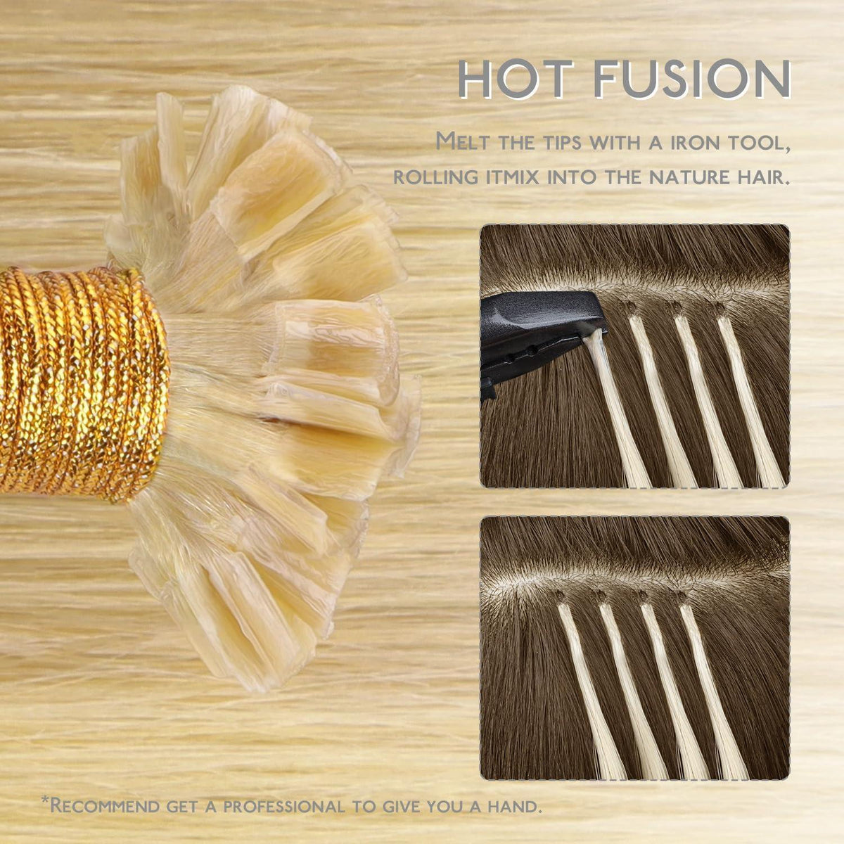 Echthaar Extensions Bonding Hellblond Highlights 55cm