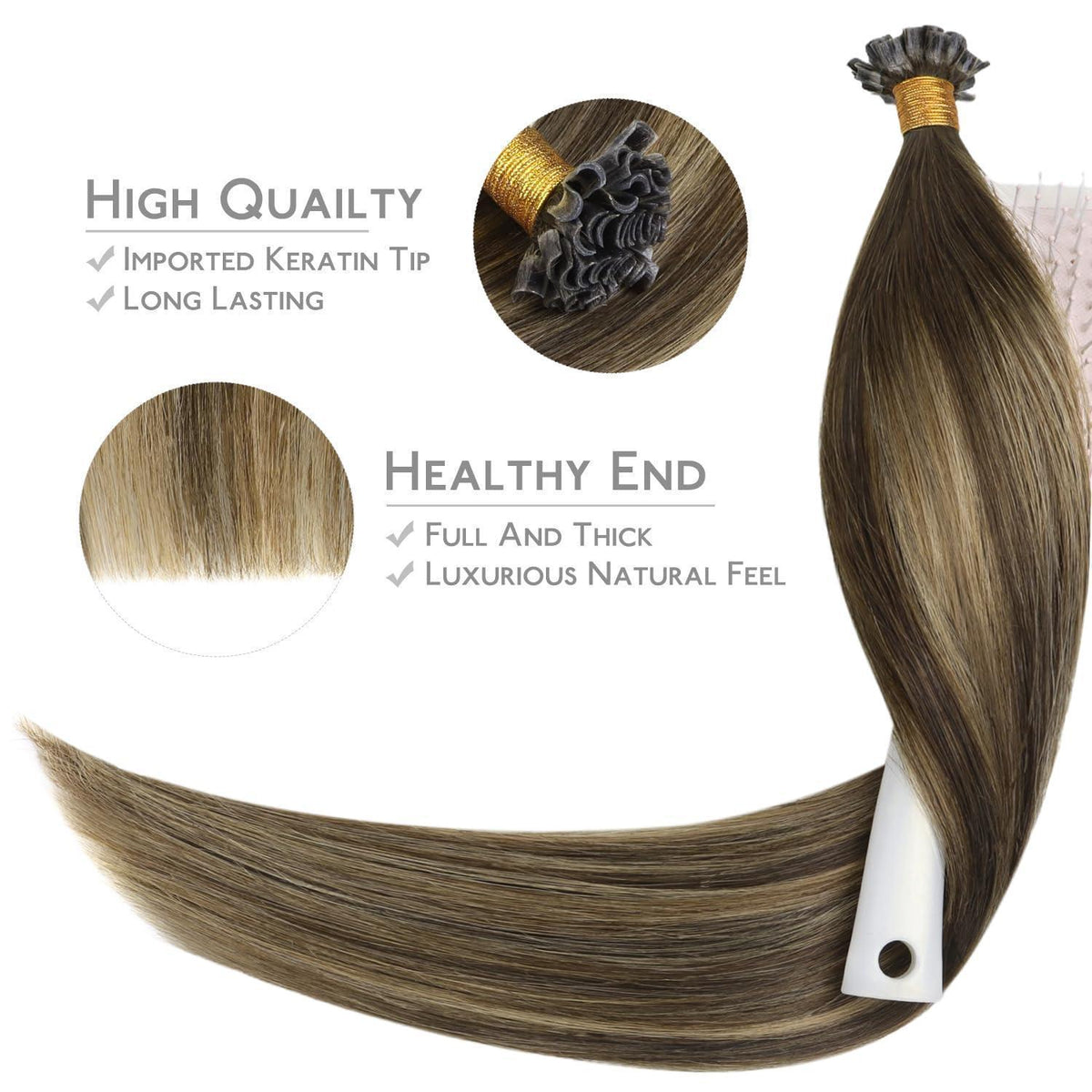 Echthaar Extensions U-Tip Bonding #4/27/4 Balayage