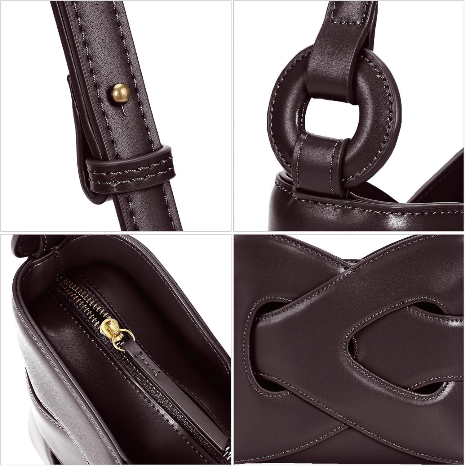 Kleine Handtasche Damen Vintage PU-Leder Umhängetasche Retro-Stil