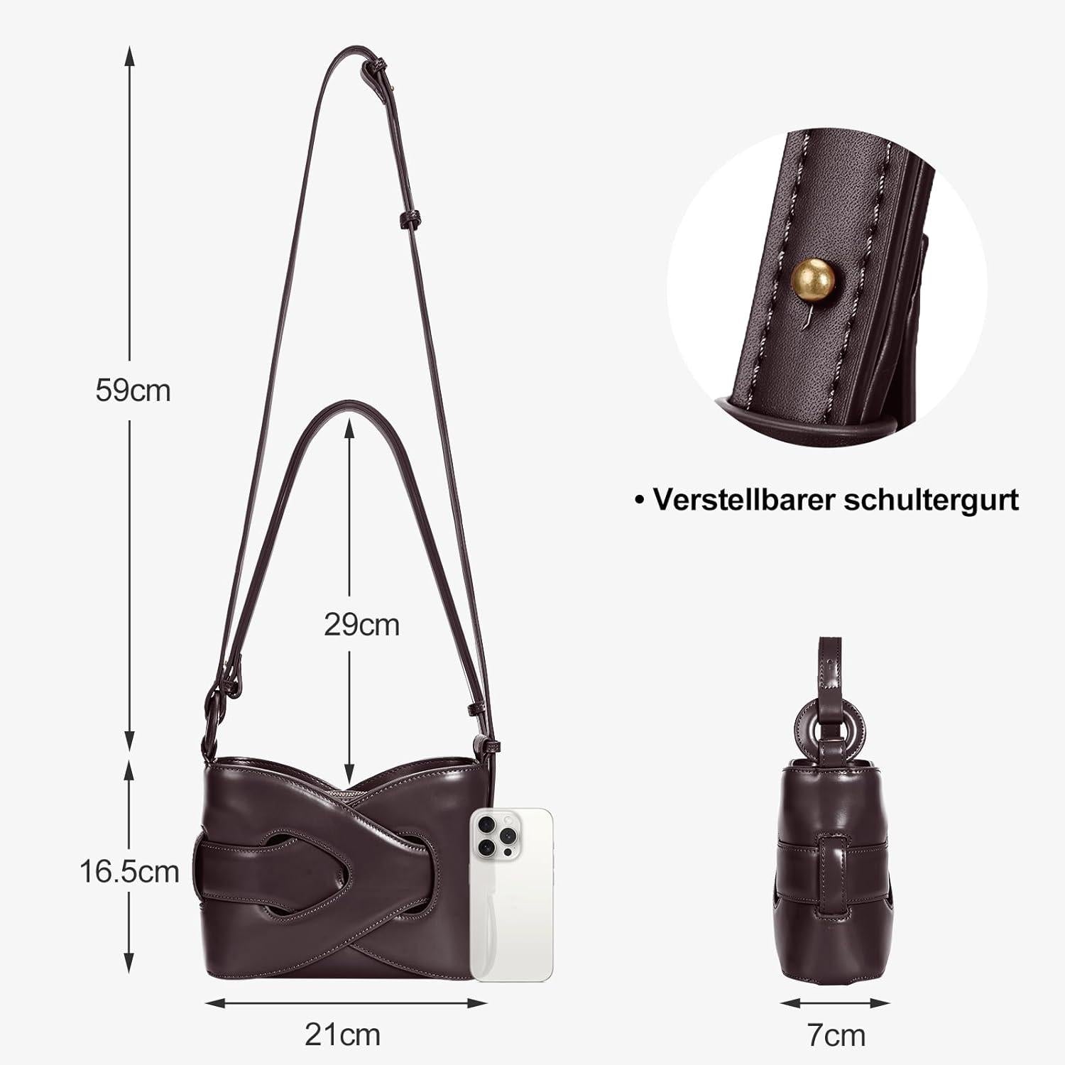 TIAASTAP Damen Handtasche Vintage PU Leder Umhängetasche