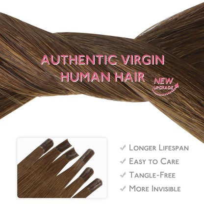 Echthaar Extensions U-Tip, 45cm, Helles Auburn Braun