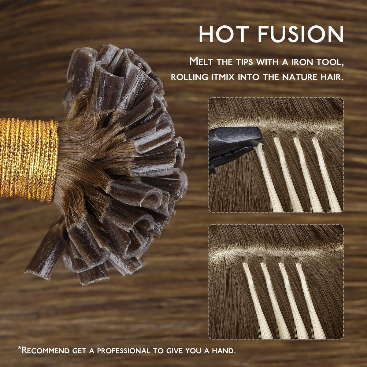 Echthaar Extensions U-Tip, 45cm, Helles Auburn Braun