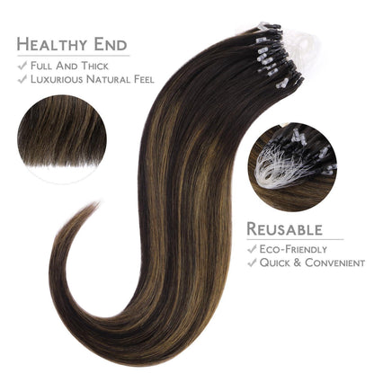 Remy Echthaar Microring Extensions Dunkelbraun Balayage