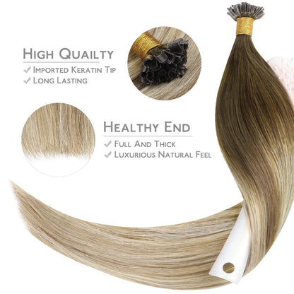 Echthaar Extensions U-Tip 45cm Ombré Braun-Blond