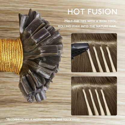 Echthaar Extensions U-Tip 45cm Ombré Braun-Blond