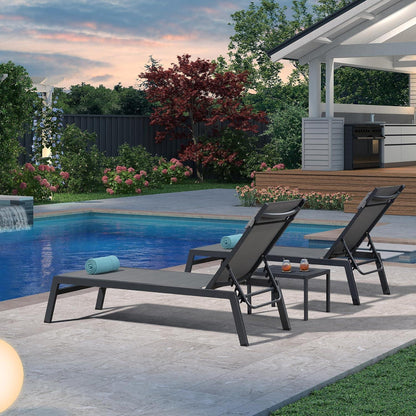 2er Set Gartenliege Aluminium Sonnenliege wasserabweisend Grau