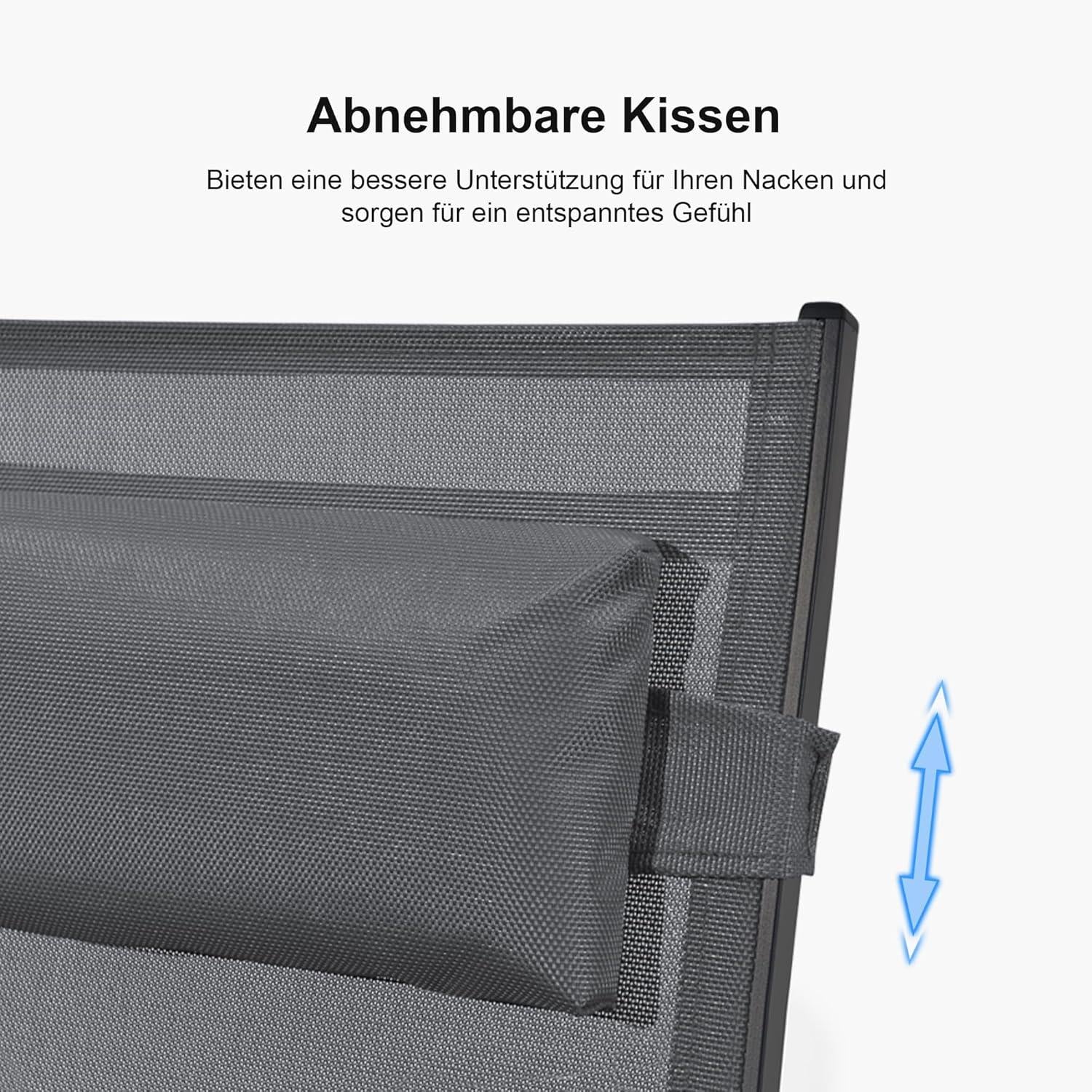 2er Set Gartenliege Aluminium Sonnenliege wasserabweisend Grau