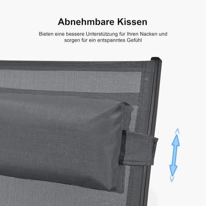 2er Set Gartenliege Aluminium Sonnenliege wasserabweisend Grau