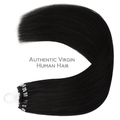 Echthaar Microring Extensions Schwarz 50cm