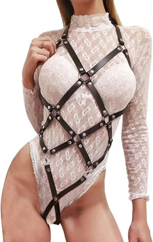 Damen PU-Leder Body Harness Ouvert Dessous BDSM Punk lingerie