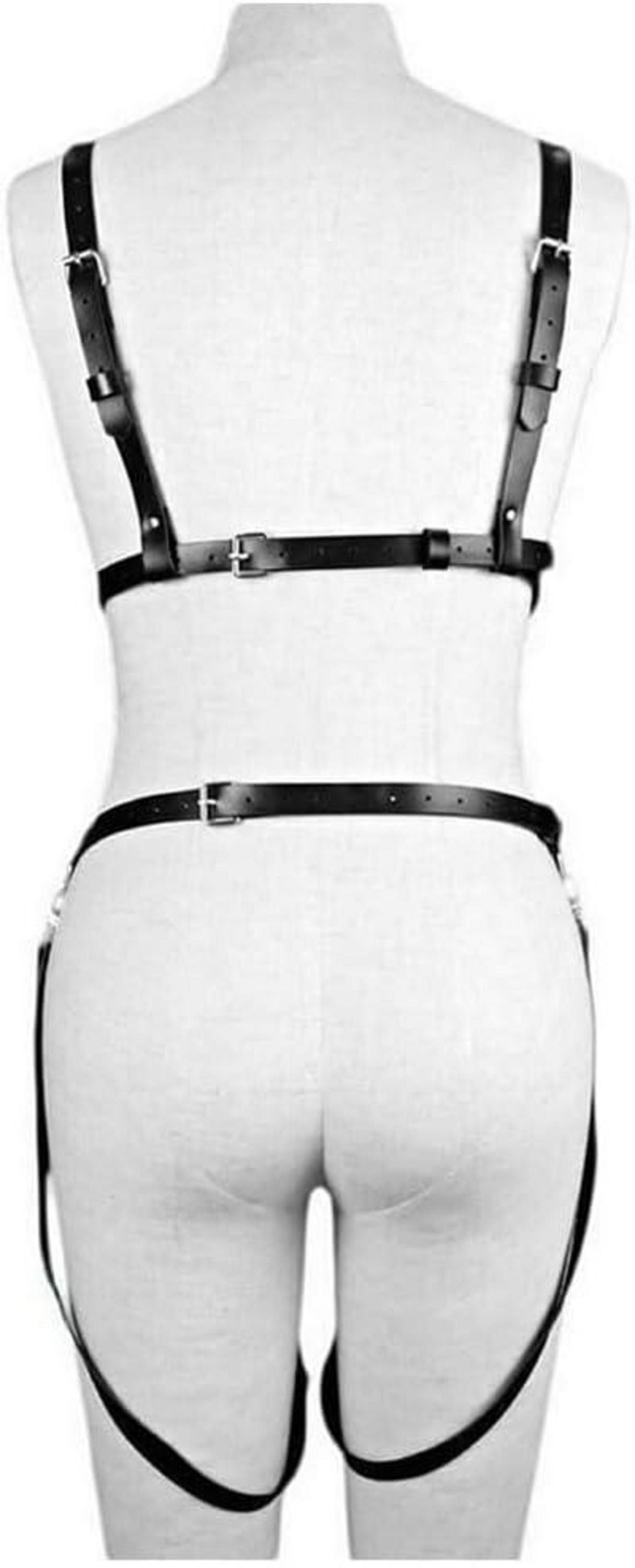 Damen PU-Leder Body Harness Ouvert Dessous BDSM Punk lingerie