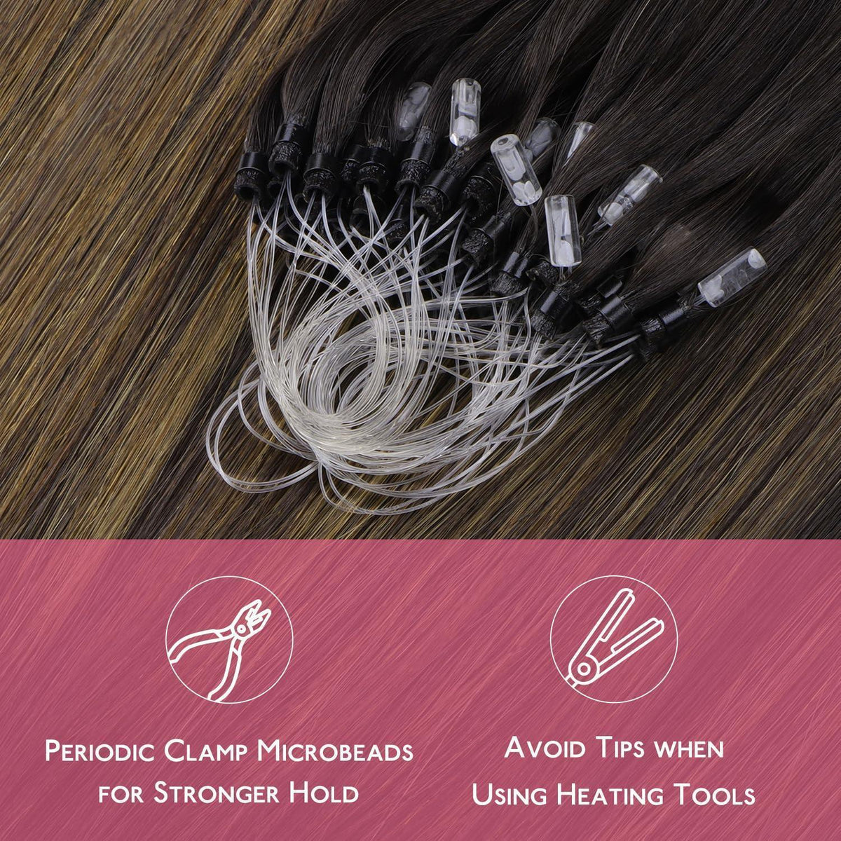 Remy Echthaar Microring Extensions Dunkelbraun-Chestnut