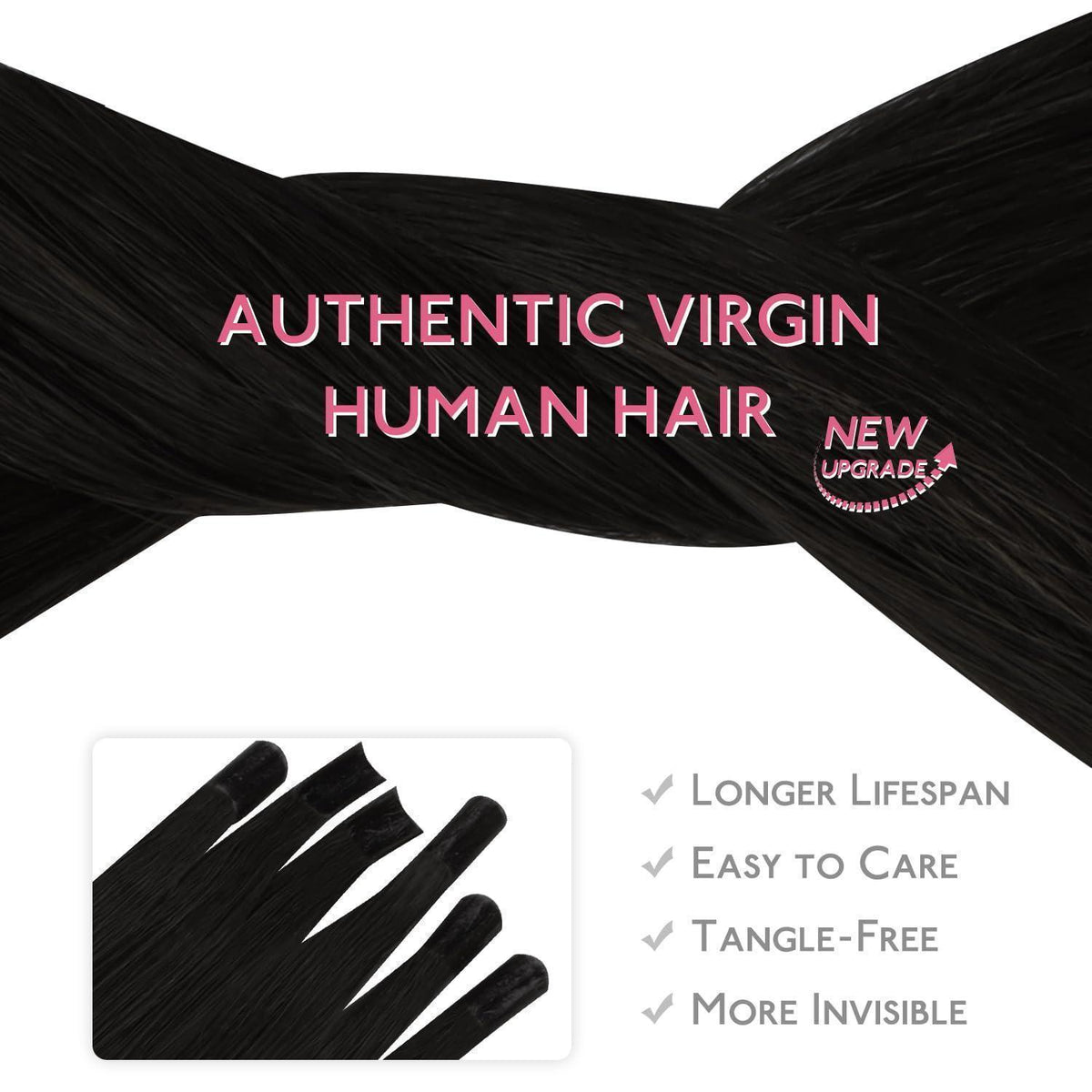 Echthaar Extensions U-Tip Tief Schwarz 50cm