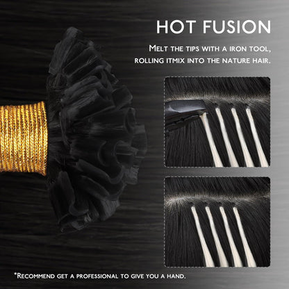 Echthaar Extensions U-Tip Tief Schwarz 50cm