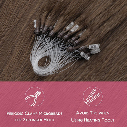 Remy Echthaar Microring Extensions – Hell Aschbraun 55cm