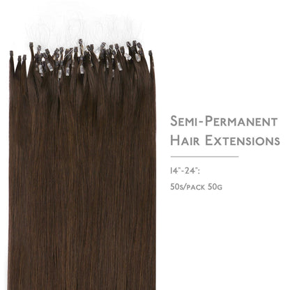 Echthaar Microring Extensions Schokoladenbraun 50cm