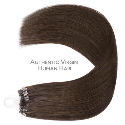 Echthaar Microring Extensions Schokoladenbraun 50cm