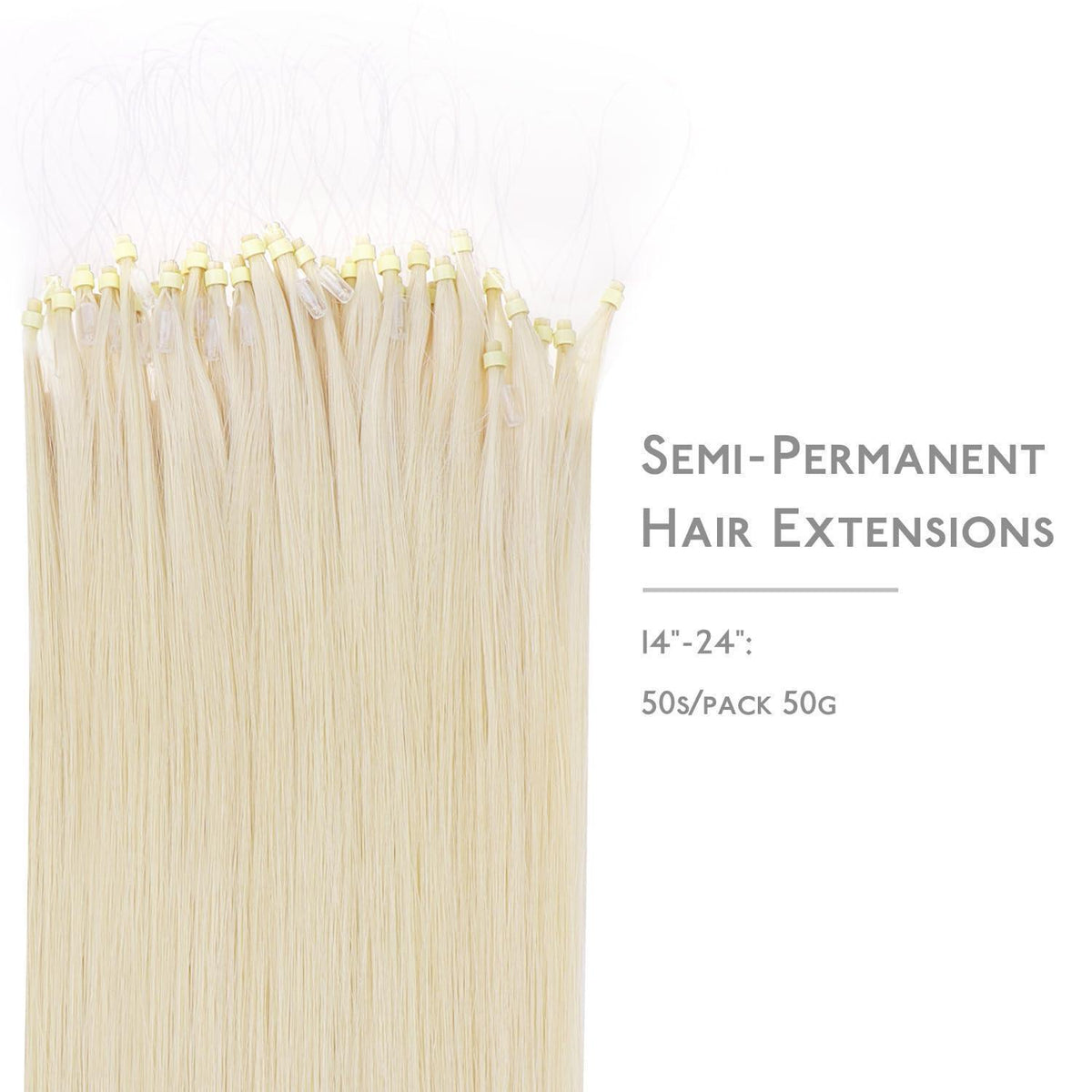 Echthaar Microring Extensions Platinblond 40cm