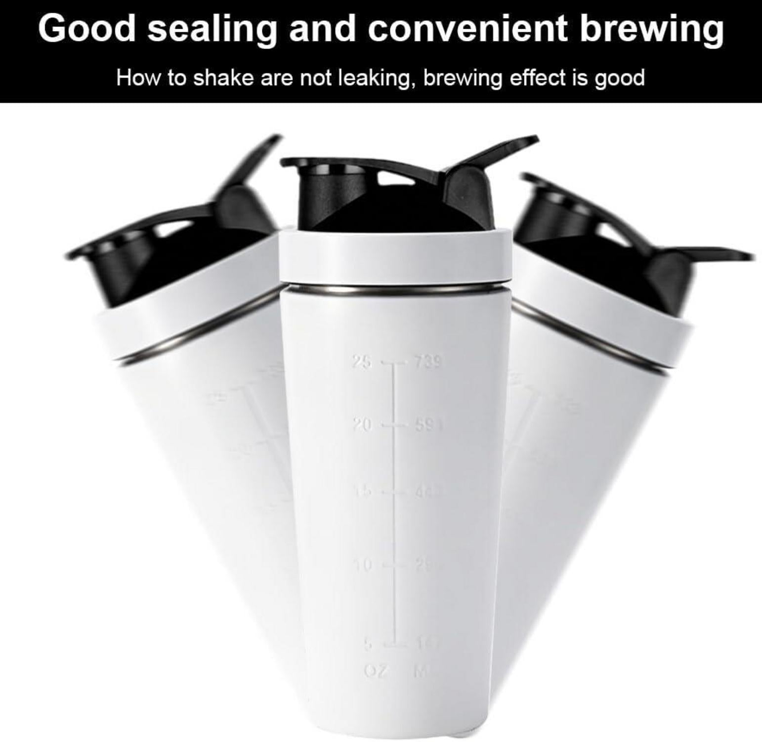 Protein Shaker Edelstahl 750ML Weiß BPA-frei Auslaufsicher