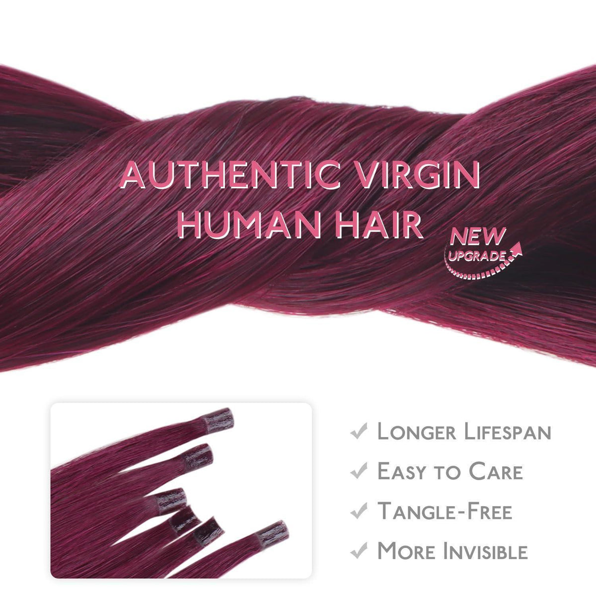 Echthaar Extensions U-Tip Burgund 50cm - 50g