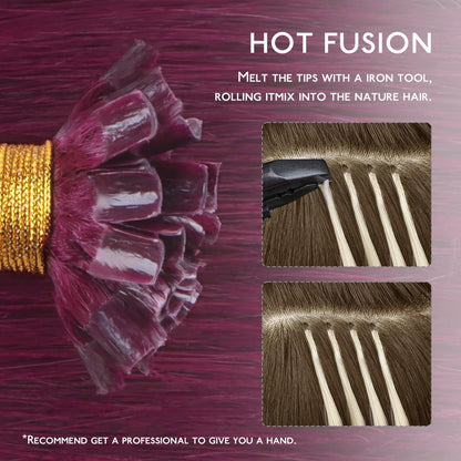 Echthaar Extensions U-Tip Burgund 50cm - 50g