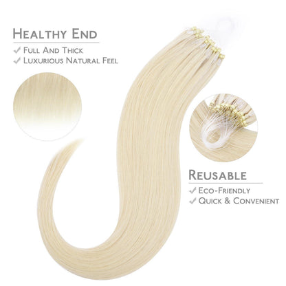 Remy Echthaar Microring Extensions Platinblond 60cm
