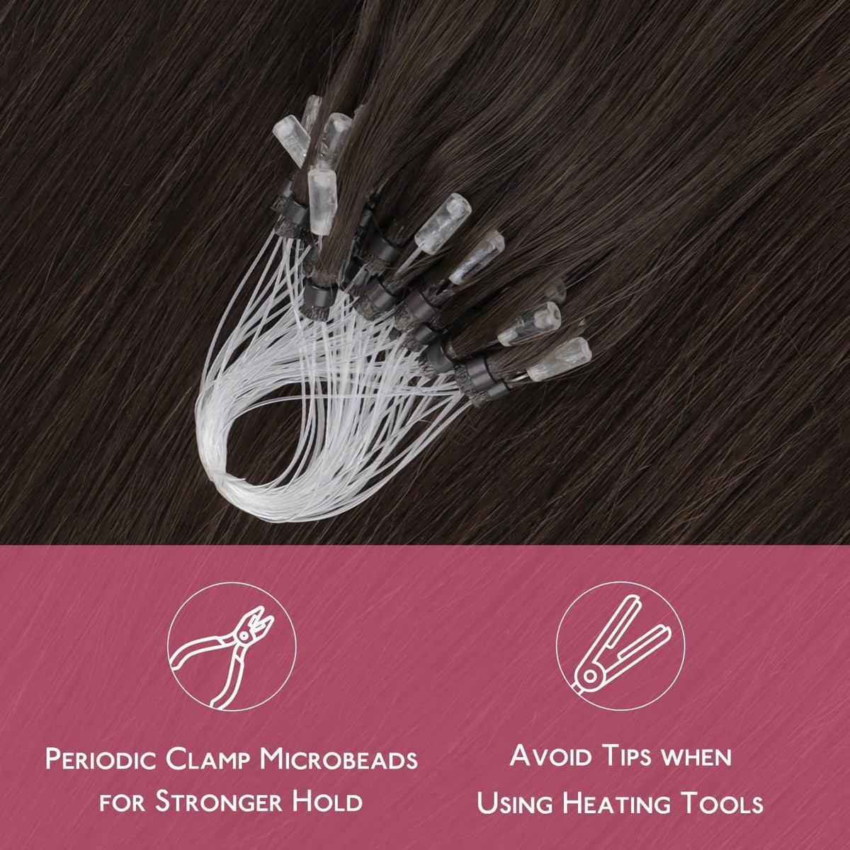 Remy Echthaar Microring Extensions 45cm Dunkelbraun