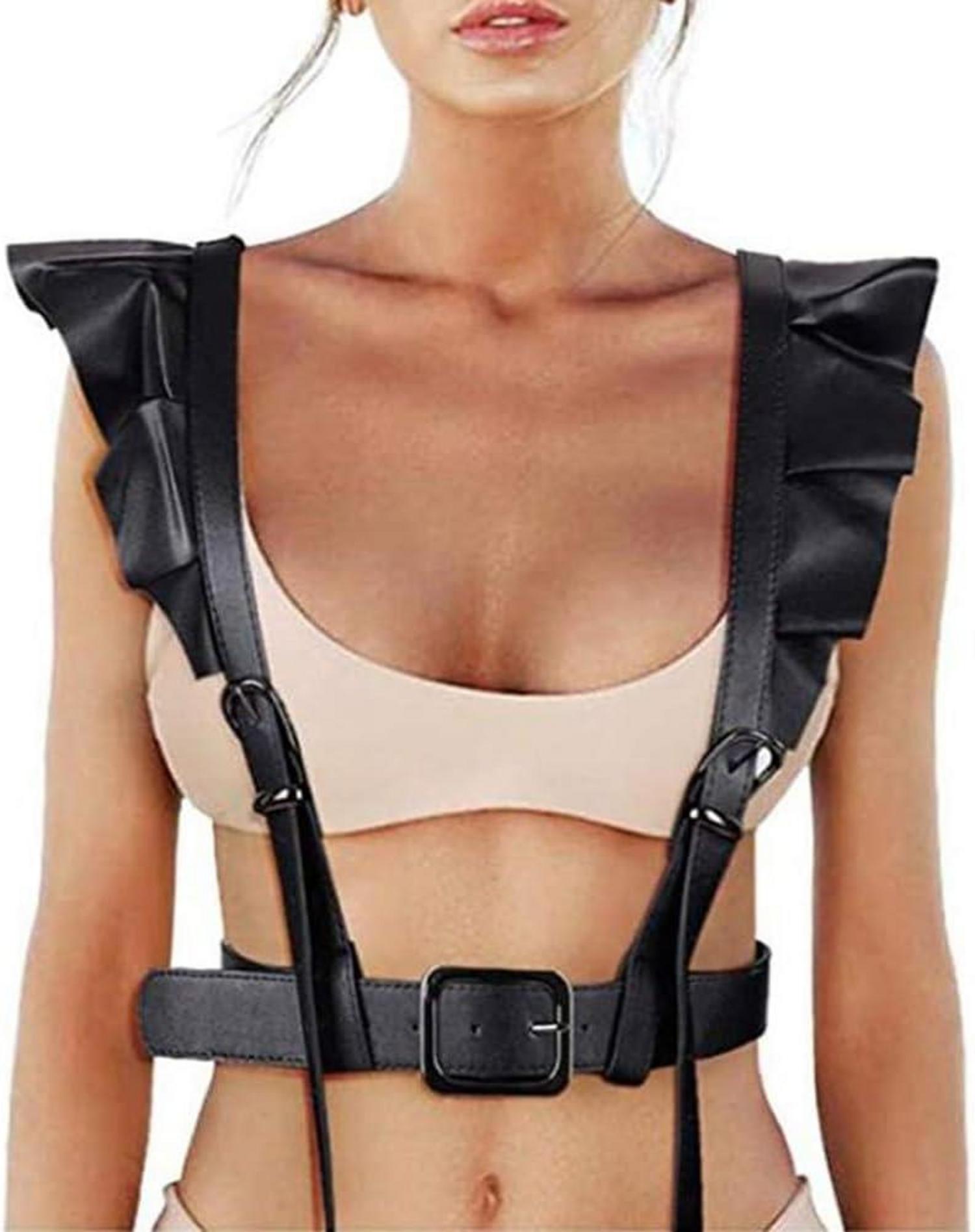 Taillengürtel Damen Schwarz Punk Gothic Party Harness Kette